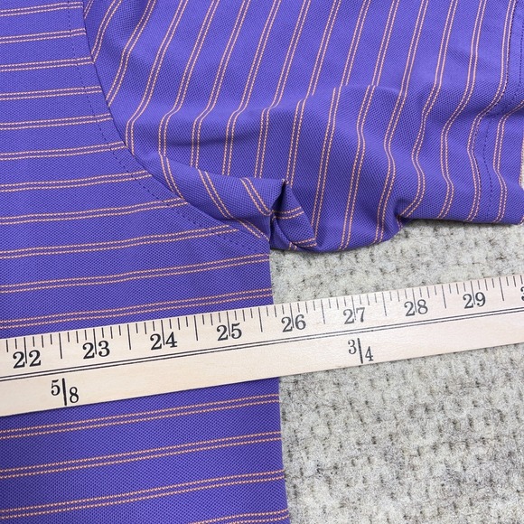 Peter Millar Polo Shirt Men XL Purple Striped Summer Comfort Crown Performance - Picture 9 of 10